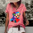 Cute Dog Rescue Gift For Women Men Teens Rainbow Puppy Heart Women's Short Sleeve Loose T-shirt Watermelon