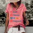 Eat Sleep Game Repeat Women's Short Sleeve Loose T-shirt Watermelon