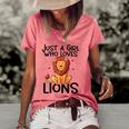 Just A Girl Who Loves Lions Cute Lion Animal Costume Lover Women's Short Sleeve Loose T-shirt Watermelon
