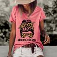 Mom Of 2 Girls Mothers Day Daughter Mom Life Messy Bun Women's Short Sleeve Loose T-shirt Watermelon