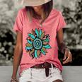 Turquoise Rodeo Decor Graphic Sunflower Women's Short Sleeve Loose T-shirt Watermelon