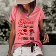 Womens Divas Are Born On June 30Th Cancer Girl Astrology June Queen V Neck Women's Short Sleeve Loose T-shirt Watermelon
