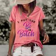 Womens I Put The Bi In Bitch Funny Bisexual Pride Flag Lgbt Gift Women's Short Sleeve Loose T-shirt Watermelon