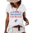 Womens 4Th Of July Pregnancy A Little Firecracker Is On The Way Women's Loose T-shirt White
