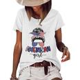 American Girl Messy Bun 4Th Of July Mom Usa Women Women's Short Sleeve Loose T-shirt White