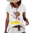 Bigfoot Unicorn Sasquatch Tee Men Women Kids Gift Women's Short Sleeve Loose T-shirt White