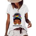 Black Women Free Mom Hugs Messy Bun Lgbtq Lgbt Pride Month Women's Short Sleeve Loose T-shirt White