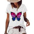 Butterfly With Colors Of The Bisexual Pride Flag Women's Short Sleeve Loose T-shirt White