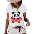 Cute Panda Bear Pandas Donut Sprinkles Women's Short Sleeve Loose T-shirt White