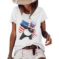 Dabbing Uncle Sam Panda 4Th Of July Women's Short Sleeve Loose T-shirt White