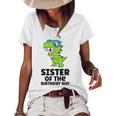 Dinosaur Birthday Sister Of The Birthday Boy Women's Short Sleeve Loose T-shirt White
