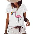 Flamingo Lgbt Flag Cool Gay Rights Supporters Gift Women's Short Sleeve Loose T-shirt White