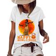 Funny Rhodesian Ridgeback Dog Halloween Happy Howl-O-Ween Women's Short Sleeve Loose T-shirt White