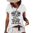 I Am A Lucky Girl I Never Dreamed Im End Up Dating A Perfect Freakin V2 Women's Short Sleeve Loose T-shirt White