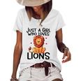 Just A Girl Who Loves Lions Cute Lion Animal Costume Lover Women's Short Sleeve Loose T-shirt White