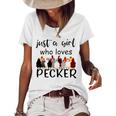 Just A Girl Who Loves Peckers 861 Shirt Women's Short Sleeve Loose T-shirt White