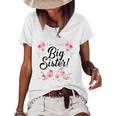 Kids Cute Big Sister Floral Design Toddler Girl Women's Short Sleeve Loose T-shirt White