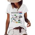 Map Of Missouri Landmarks Major Cities Roads Flag Women's Short Sleeve Loose T-shirt White