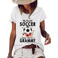 My Favorite Soccer Player Calls Me Grammy Flower Gift Women's Short Sleeve Loose T-shirt White