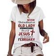 Never Underestimate An Old Lady Who Is Covered By February Women's Short Sleeve Loose T-shirt White