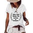 Official This Girl Runs On Caffeine And Sarcasm Women's Short Sleeve Loose T-shirt White