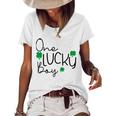 One Lucky Boy Funny St Patrick Day Women's Short Sleeve Loose T-shirt White