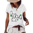 One Lucky Girl Funny St Patrick Day Women's Short Sleeve Loose T-shirt White