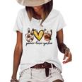 Peace Love Yorkie Dog Lovers Yorkshire Terrier Dad Mom Gift Women's Short Sleeve Loose T-shirt White