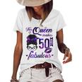 This Queen Makes 50 Look Fabulous 50Th Birthday Messy Bun Women's Loose T-shirt White