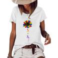 Rainbow Sunflower Love Is Love Lgbt Gay Lesbian Pride Women's Short Sleeve Loose T-shirt White