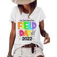 School Field Day Teacher Im Just Here For Field Day 2022 Peace Sign Women's Short Sleeve Loose T-shirt White