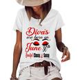 Womens Divas Are Born On June 30Th Cancer Girl Astrology June Queen V Neck Women's Short Sleeve Loose T-shirt White