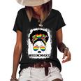 Black Womens Free Mom Hugs Messy Bun Lgbt Pride Rainbow Women's Short Sleeve Loose T-shirt Black