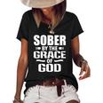 Christian Jesus Religious Saying Sober By The Grace Of God Women's Short Sleeve Loose T-shirt Black
