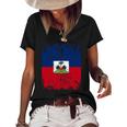 Haiti Flag Vintage Men Women Kids Haiti Women's Short Sleeve Loose T-shirt Black