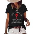 I Just Want To Drink Wine And Pet My Goldendoodle Funny Gift Women's Short Sleeve Loose T-shirt Black