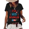 Im His Sparkler 4Th Of July Fireworks Matching Couples Women's Short Sleeve Loose T-shirt Black