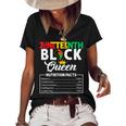 Junenth Womens Black Queen Nutritional Facts Freedom Day Women's Short Sleeve Loose T-shirt Black
