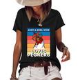 Just A Girl That Loves Peckers Funny Chicken Woman Tee Women's Short Sleeve Loose T-shirt Black