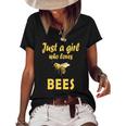 Just A Girl Who Loves Bees Beekeeping Funny Bee Women Girls Women's Short Sleeve Loose T-shirt Black