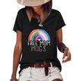 Lgbtq Free Mom Hugs Gay Pride Lgbt Ally Rainbow Mothers Day Women's Short Sleeve Loose T-shirt Black