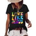 Love Like Jesus Tie Dye Faith Christian Jesus Men Women Kid Women's Short Sleeve Loose T-shirt Black