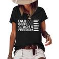Mens Dad Beer Coach & Freedom Football Us Flag 4Th Of July Women's Short Sleeve Loose T-shirt Black