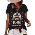 Mom Of The Birthday Girl Rainbow Family Matching Birthday Women's Short Sleeve Loose T-shirt Black