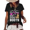 My Hero Wears Mining Boots Coal Miner Gift Wife Women's Short Sleeve Loose T-shirt Black