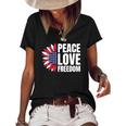 Peace Love Freedom America Usa Flag Sunflower Women's Short Sleeve Loose T-shirt Black