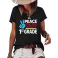 Peace Out 1St Grade Last Day Of School Teacher Girl Boy Women's Short Sleeve Loose T-shirt Black