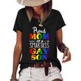 Proud Mom Of A Smartass Gay Son Funny Lgbt Ally Mothers Day Women's Short Sleeve Loose T-shirt Black