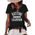Resting Bitch Face Champion Womans Girl Funny Girly Humor Women's Short Sleeve Loose T-shirt Black