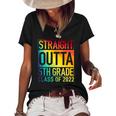 Straight Outta 5Th Grade Class Of 2022 Graduation Rainbow Women's Short Sleeve Loose T-shirt Black
